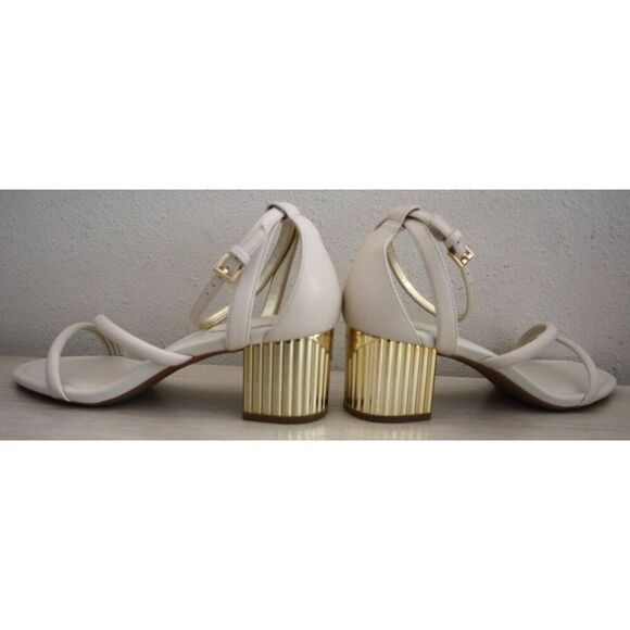 Michael Kors Women's Sz 8M Light Cream Leather Porter Strappy Mid Sandals - Picture 9 of 15